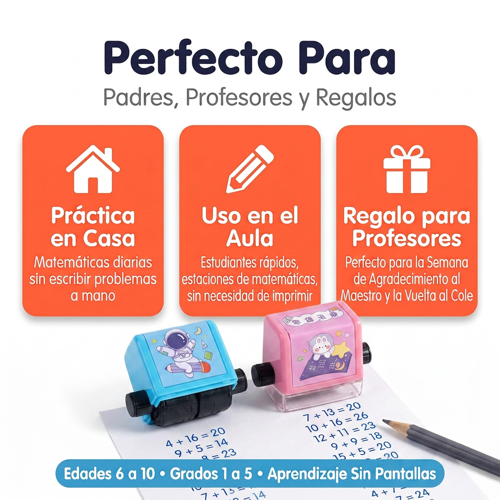 SELLO EN RODILLO GENIUSROLL™🧠 MATEMÁTICAS MÁS FÁCILES Y DIVERTIDAS PARA TUS HIJOS APRENDIENDO SUMAS Y RESTAS + EBOOK DE REGALO 🎁