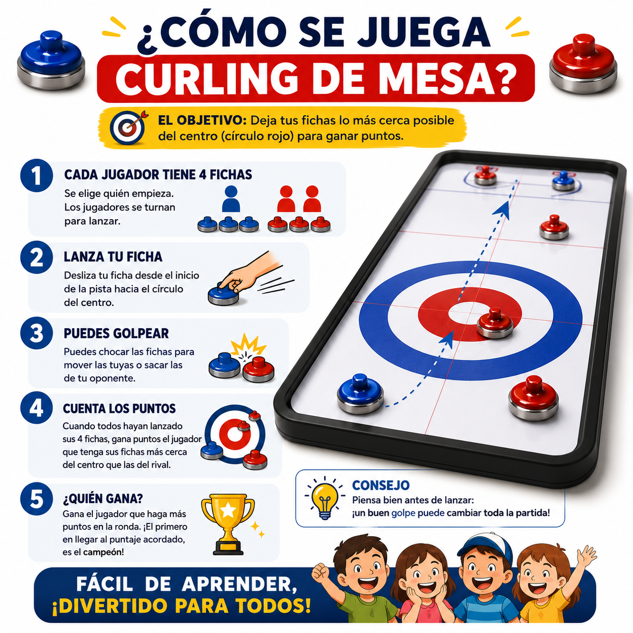 Curling de Mesa: El Juego que Convierte Cualquier Reunión en una Competencia Épica + envío GRATIS 🎁