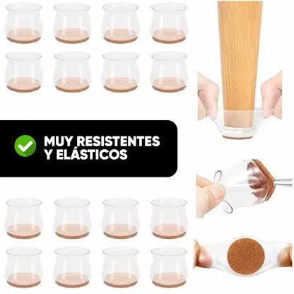 Pack de 16 Protectores de Silicona Premium Antirayones • Antiruido • Antideslizante para Sillas | HomeSpace™