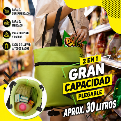 🛒 ¡50% DE DESCUENTO SOLO POR HOY! 🧳 Carrito de Mercado Plegable 2 en 1 – Gran Capacidad y Tela Oxford Súper Resistente – Perfecto para hacer mercado, ir de compras, viajar o salir de paseo . 🌿