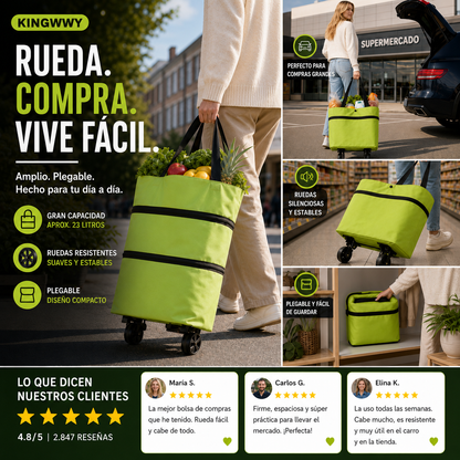 🛒 ¡50% DE DESCUENTO SOLO POR HOY! 🧳 Carrito de Mercado Plegable 2 en 1 – Gran Capacidad y Tela Oxford Súper Resistente – Perfecto para hacer mercado, ir de compras, viajar o salir de paseo . 🌿