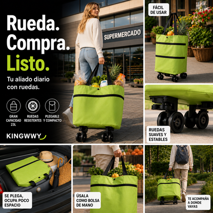 🛒 ¡50% DE DESCUENTO SOLO POR HOY! 🧳 Carrito de Mercado Plegable 2 en 1 – Gran Capacidad y Tela Oxford Súper Resistente – Perfecto para hacer mercado, ir de compras, viajar o salir de paseo . 🌿