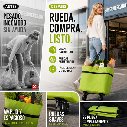 🛒 ¡50% DE DESCUENTO SOLO POR HOY! 🧳 Carrito de Mercado Plegable 2 en 1 – Gran Capacidad y Tela Oxford Súper Resistente – Perfecto para hacer mercado, ir de compras, viajar o salir de paseo . 🌿