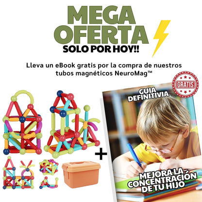 TUBOS MAGNETICOS NEUROMAG™️ DE 84 PIEZAS PARA EL DESARROLLO TEMPRANO DE TU HIJO + EBOOK GRATIS SOLO POR HOY 🔥