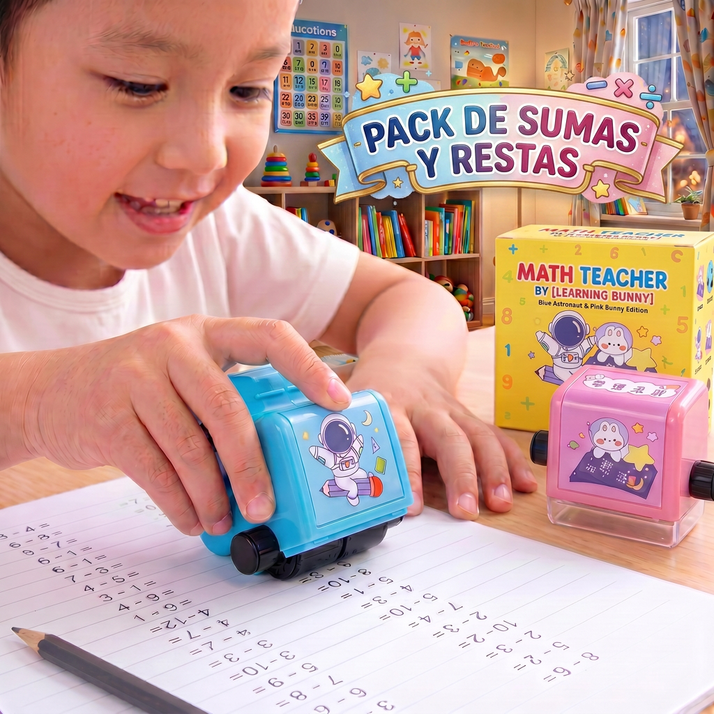 SELLO EN RODILLO GENIUSROLL™🧠 MATEMÁTICAS MÁS FÁCILES Y DIVERTIDAS PARA TUS HIJOS APRENDIENDO SUMAS Y RESTAS + EBOOK DE REGALO 🎁