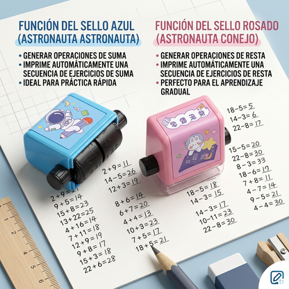 SELLO EN RODILLO GENIUSROLL™🧠 MATEMÁTICAS MÁS FÁCILES Y DIVERTIDAS PARA TUS HIJOS APRENDIENDO SUMAS Y RESTAS + EBOOK DE REGALO 🎁