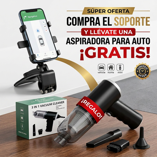 DRIVEDOCK™ Soporte 360° para Conducir con Total Comodidad + Mini Aspiradora de REGALO🎁 MEGA OFERTA SOLO POR HOY! 🔥