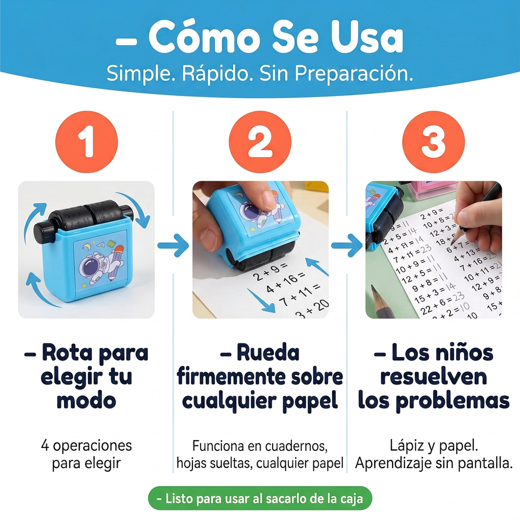 SELLO EN RODILLO GENIUSROLL™🧠 MATEMÁTICAS MÁS FÁCILES Y DIVERTIDAS PARA TUS HIJOS APRENDIENDO SUMAS Y RESTAS + EBOOK DE REGALO 🎁