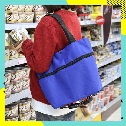 🛒 ¡50% DE DESCUENTO SOLO POR HOY! 🧳 Carrito de Mercado Plegable 2 en 1 – Gran Capacidad y Tela Oxford Súper Resistente – Perfecto para hacer mercado, ir de compras, viajar o salir de paseo . 🌿